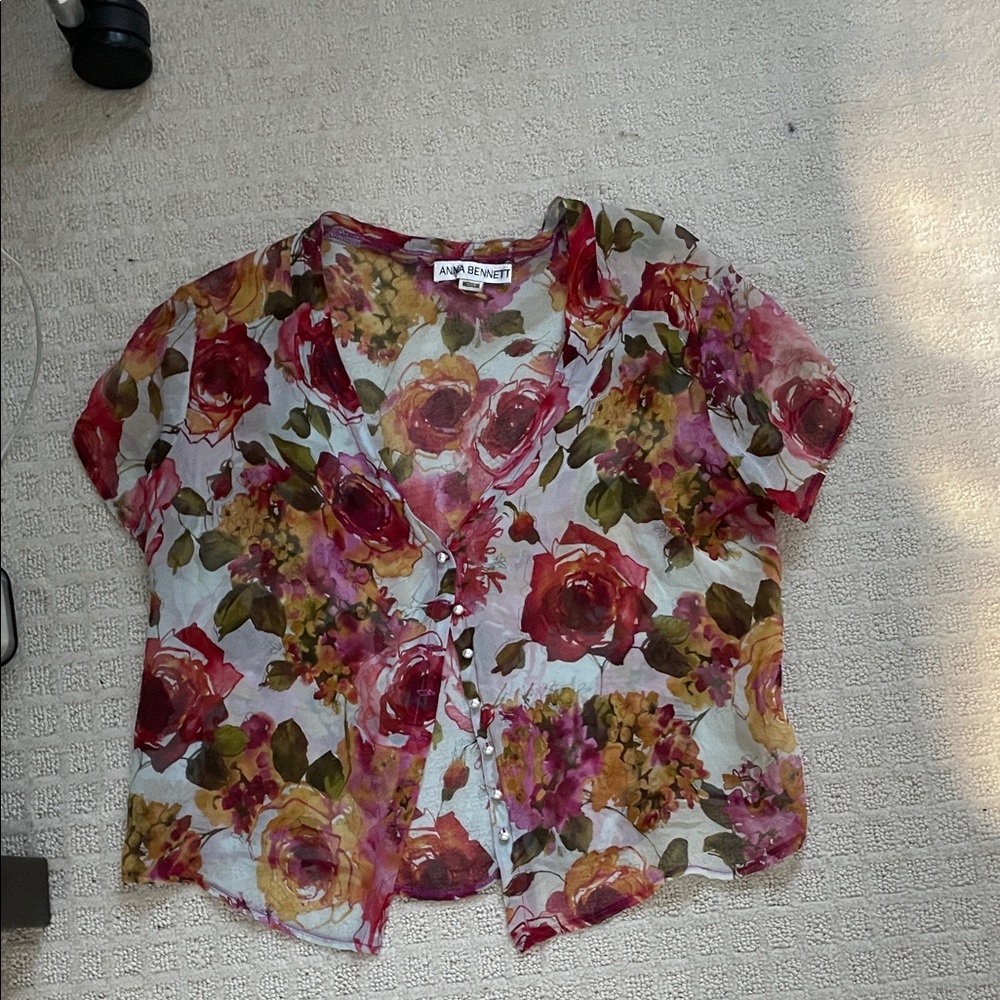 Floral Sheer Button-Up Blouse